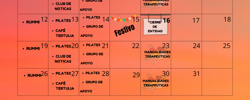 Calendario de Actividades de Agosto